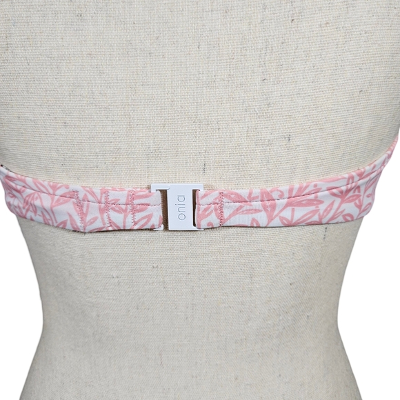 Onia Genevieve Bikini Top, White/Pink Micro Leaves, Small - Picture 5 of 16